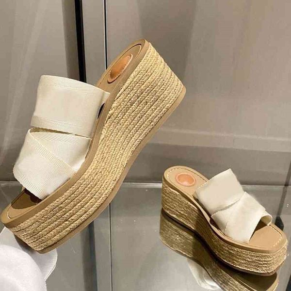 

wedges platform woman new sandals peep toe slip on slides casual vocation slippers designer flat shoes for women 2021, Black