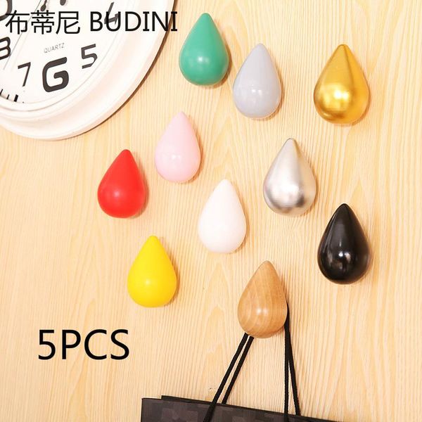 

wood wall hanger water drop shape bathroom door coat hat single hook holder home storage hooks home decoration