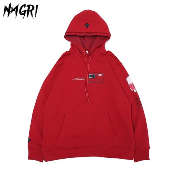 

red men hoodie print casual fashion sweatshirt autumn winter streetwear hip hop long sleeve pullover hoodies, Black