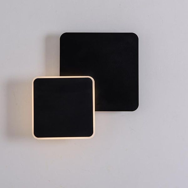 

wall lamp nordic minimalist style black and white square movable study aisle bedroom bedside decorative led
