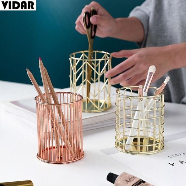 

storage bottles & jars vidar rose gold makeup brush bucket nordic ins beauty tool tube deskpen holder iron art