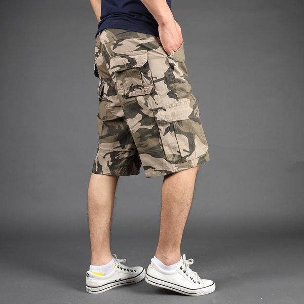 

men 2021 summer new casual vintage classic pockets cargo shorts men outwear fashion twill cotton camouflage shorts, White;black