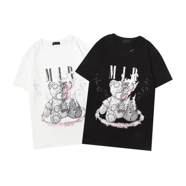 

fashion design bear printed t shirts man woman summer tees mens black white short sleeves polos clothes gnds, White;black