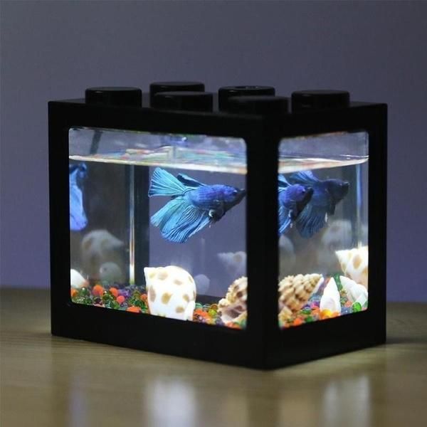 

aquariums led aquarium mini goldfish betta fish tank creative ecological cylinder reptile row office deskhome decoration