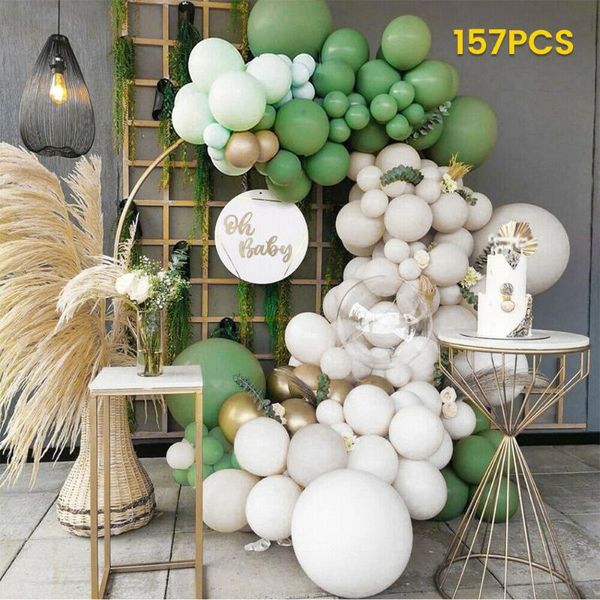 

party decoration 157pcs avocado green balloons garland arch kit retro kids baby shower birthday valentine wedding decors