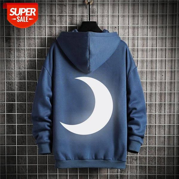

Moon reflection hoodie Men Hip Hop Hooded Hoodies Japanese Casual Sweatshirts Streetwear Men 2020 #AV43, Black