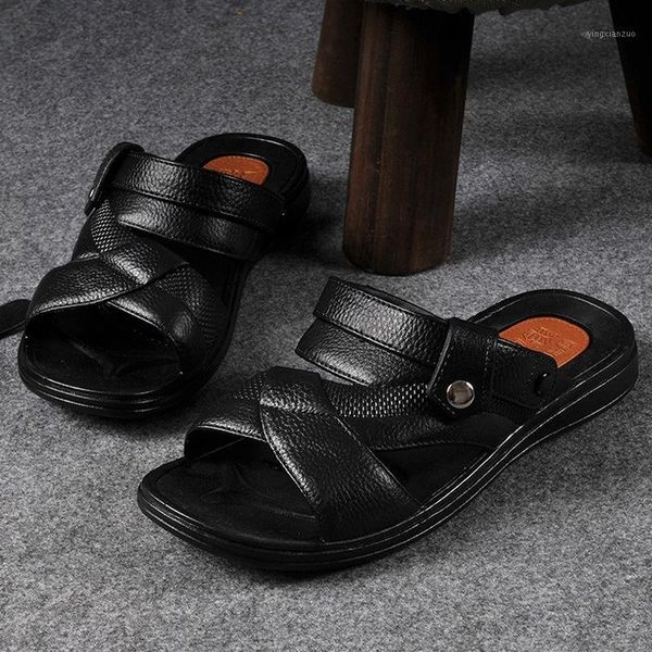 

sandals 2021 mazefeng men genuine leather summer classic shoes soft roman comfortable walking footwear1, Black
