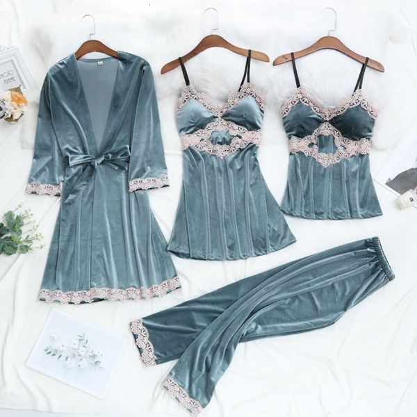 

4pcs paige women v-neck dressed competed piece string up flop nightwear random house to wear a belt djoj, Black;red