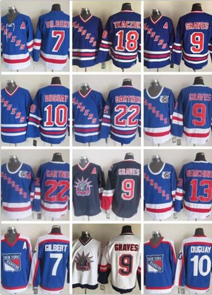 

9 adam graves 10 ron duguay rangers jersey vintage classic 11 mark messier 13 sergei nemchinov tkaczuk gartner 7 gilbert 75th hockey jer, Black;red