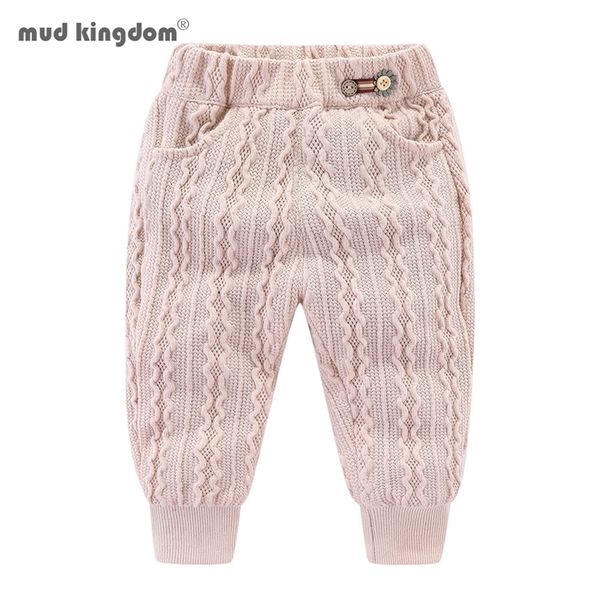 

mudkingdom girls knit pants winter cable leggings warm children clothes baby girl ribbed trousers 210303, Blue