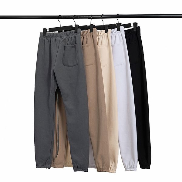 

men's spring and autumn high street sweatpants designer fashion brand casual pants double line polar fleece loose feet casual pants, Black