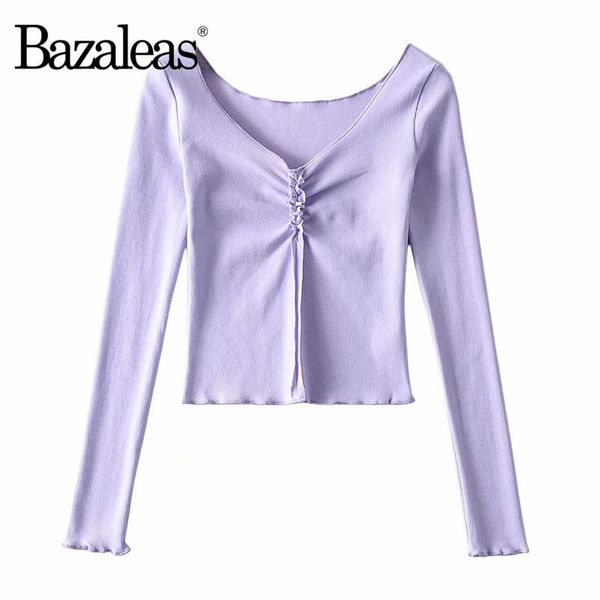 

women's t-shirt 2021 all match long sleeve tee fashion women front ruched slim tshirt, White