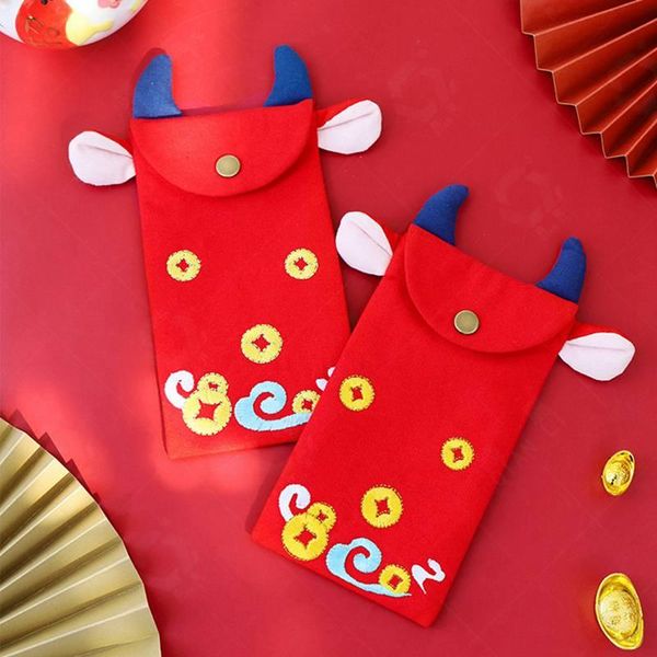 

gift wrap embroidered red envelope bull-shaped year fabric packet chinese festival of the ox bless