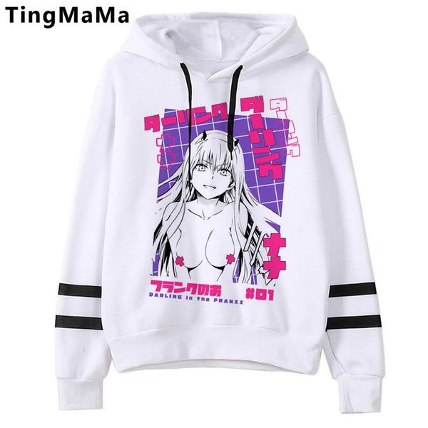 

men's hoodies & sweatshirts darling in the franxx zero two men hip hop oversized 2021 grunge pullover printed, Black