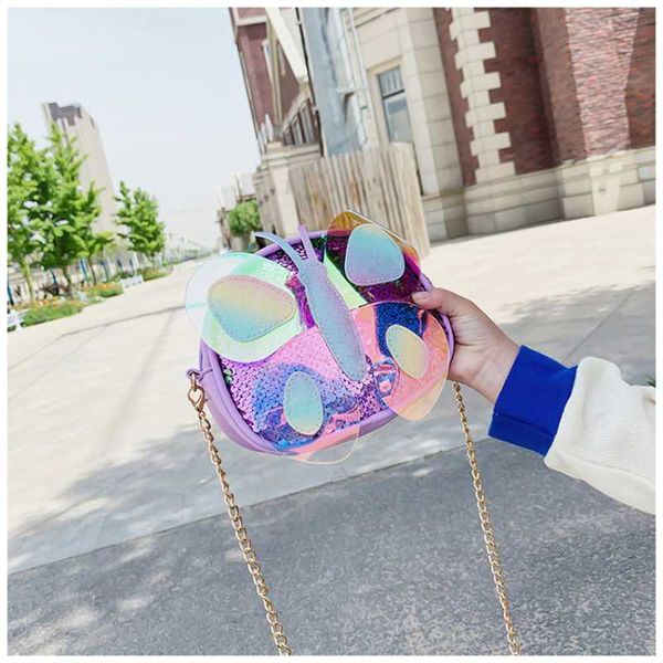 

purse girls mini clutch cute shiny sequin butterfly crossbody bag for kids small coin pouch little girl purses, White