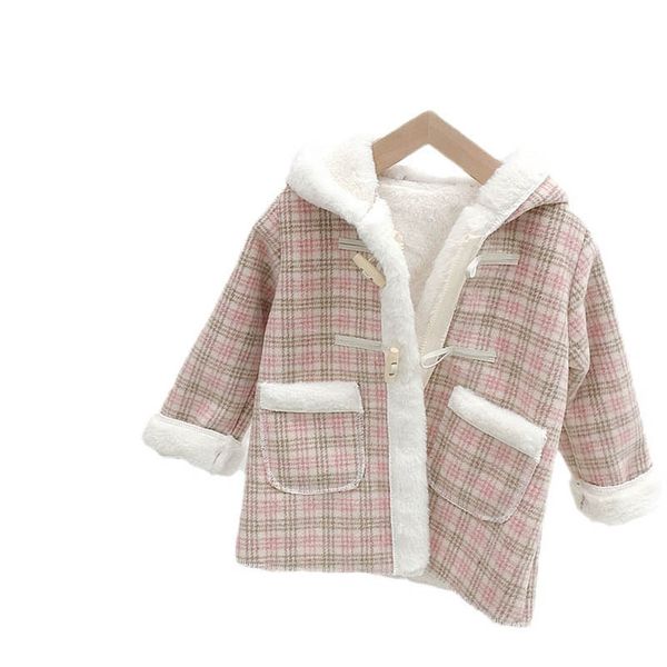 

girls woolen overcoat kids coat children outwear clothes wear autumn winter childrens clothing coats fur b9180, Blue;gray