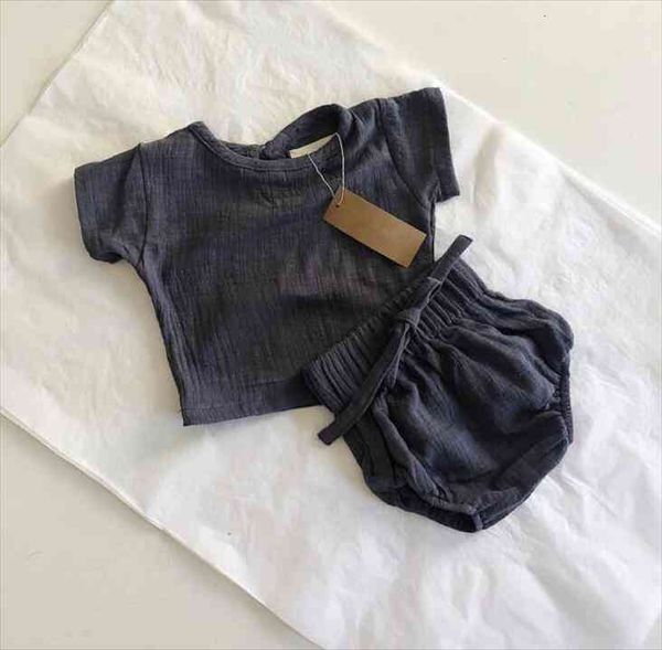 

linen casual sets shorts cute baby toddler clothing short sleeve pp pants two piece set, White