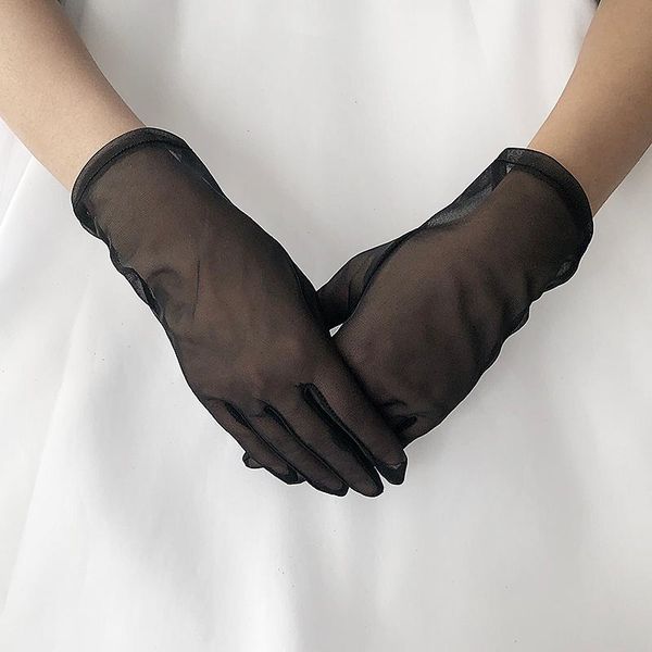

bridal gloves black transparent finger short diy wedding party glove, White