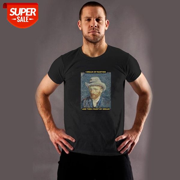 

men van gogh art oil painting shirt plus size casual harajuku short sleeve cotton summer fashion tee shirt male 10 colors #609y, White;black