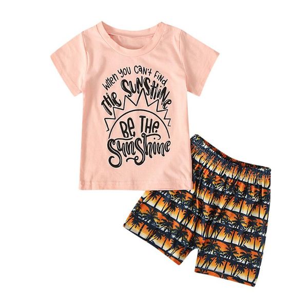 

clothing sets toddler kids clothes suits baby girls summer letter print t-shirt + leaves shorts outfits born costume, White