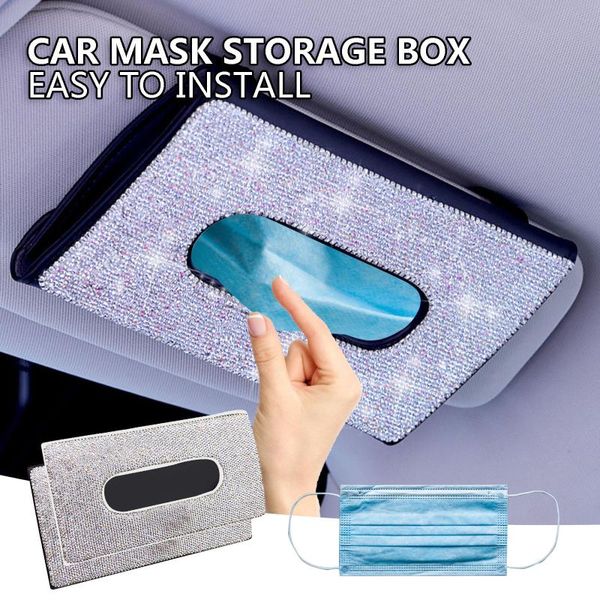 

car organizer 1 pcs crystal tissue box towel sets sun visor holder auto interior storage decoration for accessories