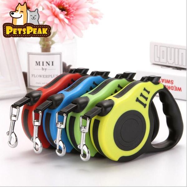 

dog collars & leashes 3m/5m automatic flexible puppy cat traction rope belt