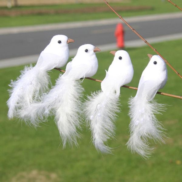 

decorative objects & figurines fake doves white artificial foam feather wedding ornament home craft table decor bird toy