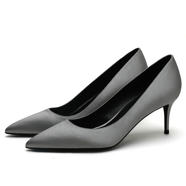 

dress shoes sapatos de seda mulher bombas saltos altos slizamento básico na festa sapatos casamento feminino primavera verão grans jh97, Black