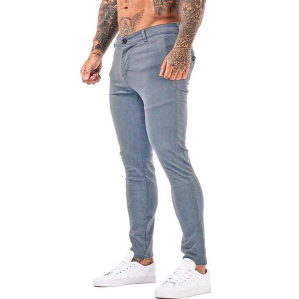 

men's pants mens casual trousers skinny stretch chinos slim fit pant plaid elastic waist zm3108, Black