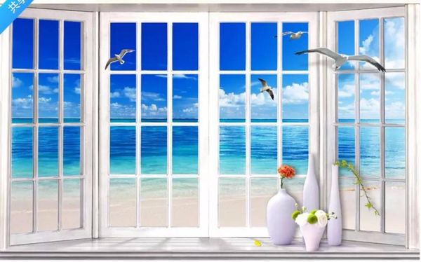 

wallpapers custom po wallpaper 3d for walls 3 d outside the window sea view murals background wall paper living room