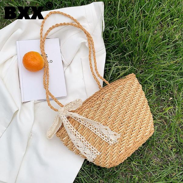 

shoulder bags [bxx] vintage straw weave high capacity for women 2021 summer bag handbags trending luxury hand hs660