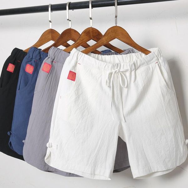 

summer cotton white , men's big code, casual five-time pants, chinese style sports beach big , thin, White;black