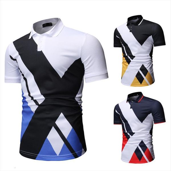 

polo shirt men mens leisure fashion mosaic color contrast, White;black