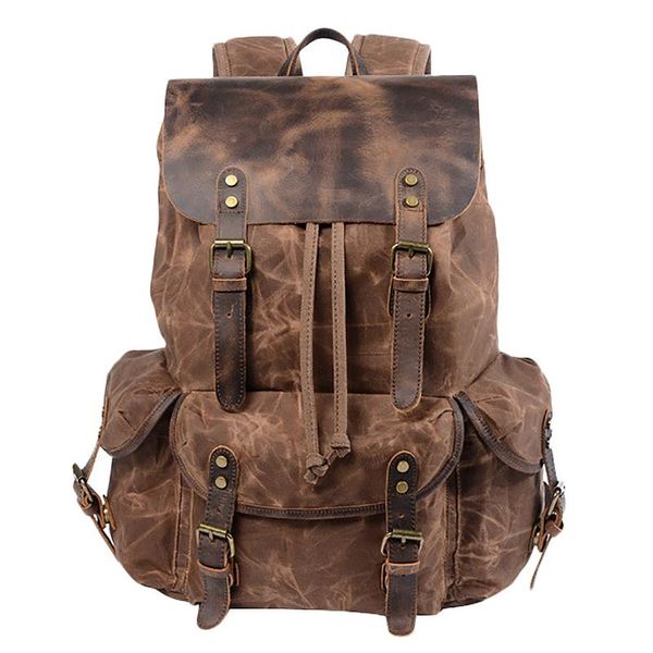 

backpack multifunction casual canvas backpacks vintage waterproof large capacity travel bag women leather laprucksack
