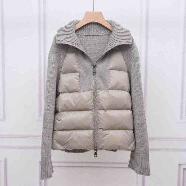 

women's wool & blends women autumn winter jacket patchwork knitted cotton padded coat parka womens jackets vsmd, Black