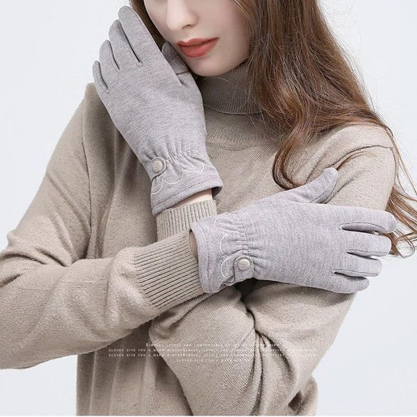 Cinco dedos luvas de alta qualidade Grace Lady Women Winter Winter Vintage Proférico Senvera de toque quente Direcionando luvas de dedo completo G068