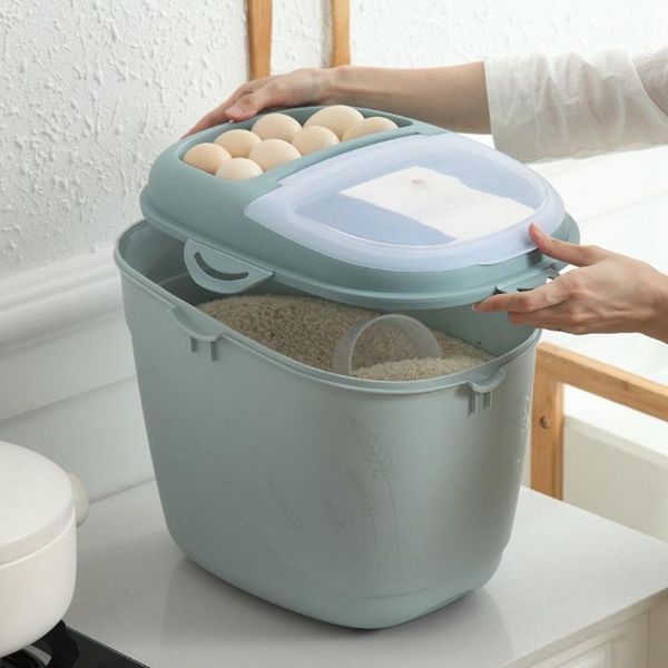 

plastic 10kg rice grain storage box sealed moisture-proof large pet storage container mildew anti-oxidation 3 colors