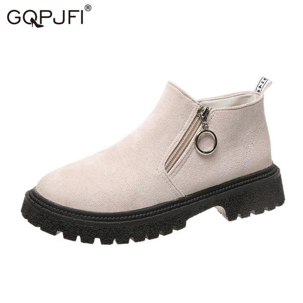 

boots women shoes ankle autumn winter casual british wind cortex thick heel front zipper fashion ladies short women's, Black