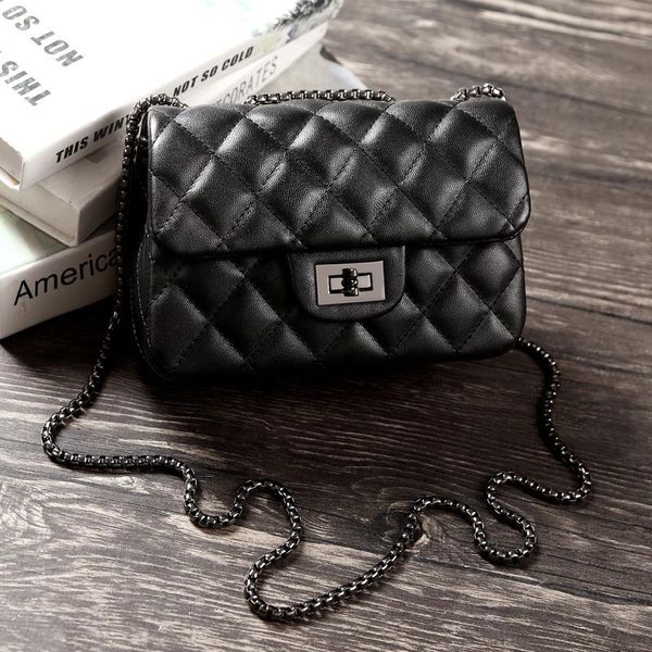 

evening bags women's chain crossbody bag diamond lattice shoulder female mini leather plaid simple style slanted purse
