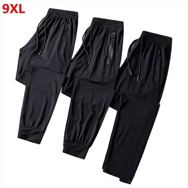 

summer quick drying ice women pant silk plus size xl air 280 pounds beam mouth close long 7xl 8xl 9xl, Black