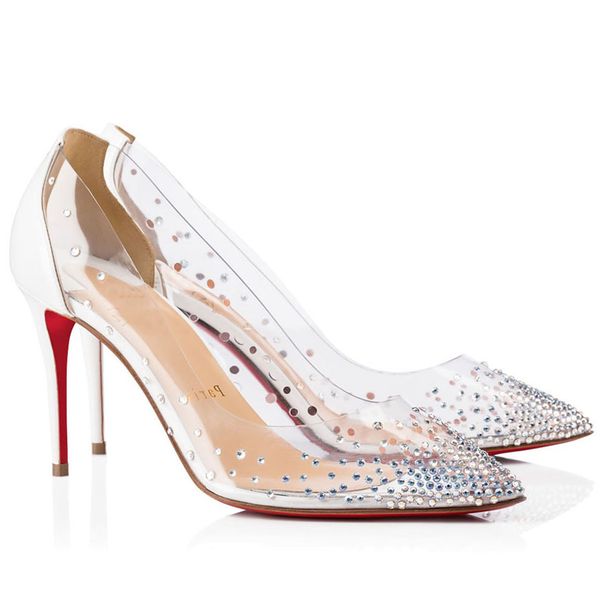 

women wedding dress heels bridal shoes,luxury red bottom pumps degrastrass pvc patent leather pointed toe pumps for woman red soles, Black