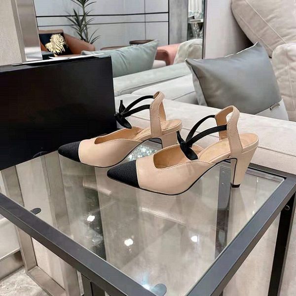 

spring and summer hight heels sandals leather fashion sexyl sandal baotoubanquet color matching bow flat shoes classic roman womens size 35-, Black