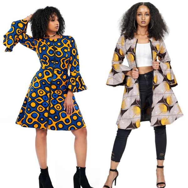 

casual dresses autumn women party dress print abstract pattern vestidos ins fashion zipper streetwear mujer jacket outwear, Black;gray