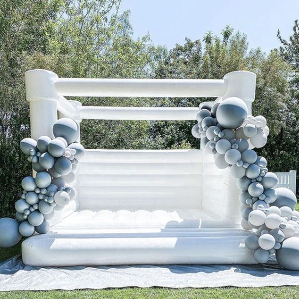 Белый прыжок в доме ПВХ Надувный свадебный надужный замок /прыжок кровать /вышибала с воздуходувка для вечеринок и мероприятий