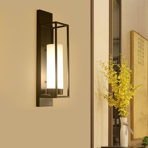 Lâmpada de parede Luzes chinesas modernas Artes de ferro Bed Light Retro Club El Lighting Glass Cover Corredor