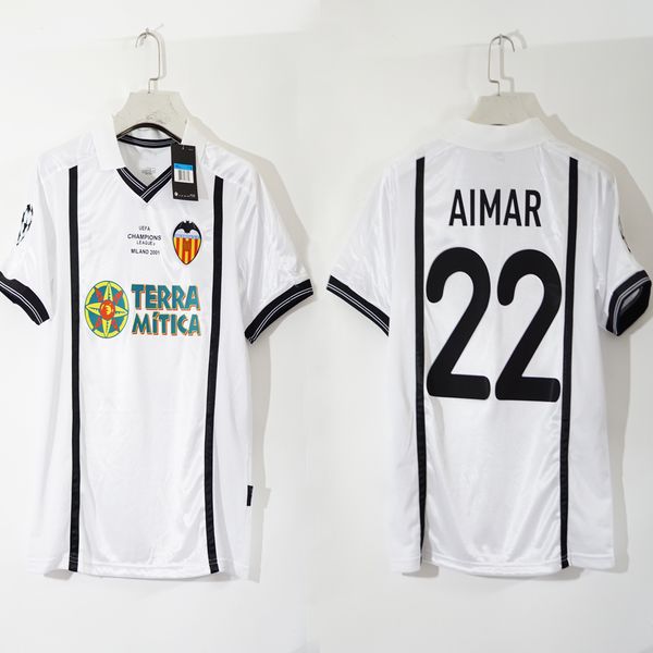

2001 milano final aimar #22 angulo #10 mendieta #6 angloma #20 vintage soccer jersey, Black;yellow