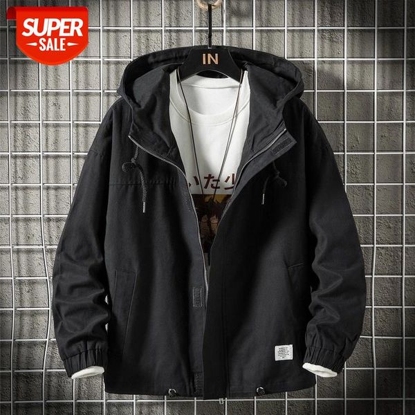

casual england style new 2020 spring autumn cargo black jacket men's brand clothes plus oversize m-5xl with hoodies #li35, Black;brown