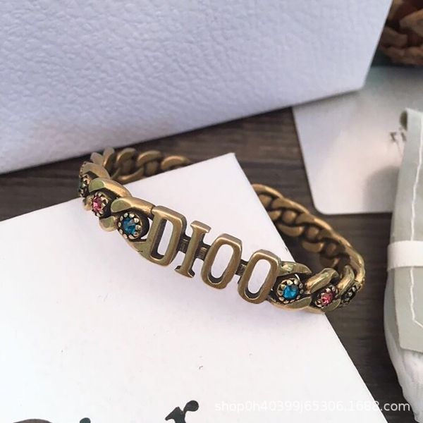 

75% off outlet online spring new color bracelet fashion versatile letter bracelet women's wind brass material, Black