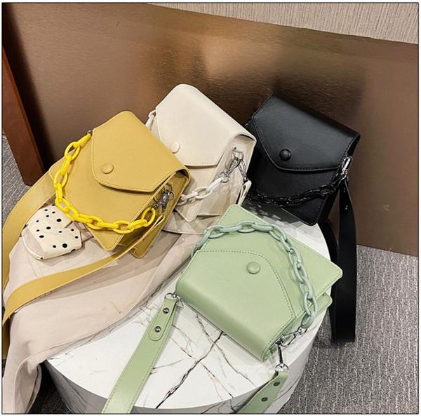 

evening bags 2021 women pu leather crossbody solid color thick chain shoulder cross body bag trendy design ladies handbags