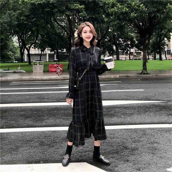 

Female-style Women's Clothing Retro Students High-end Fashion Lovely Lace Up to Style Plaid 2021 Ug5i, Black;gray